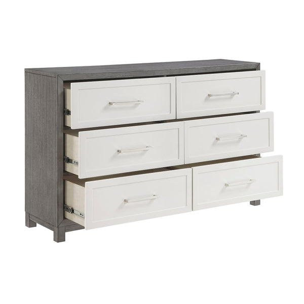 English Elm Six Drawer Transitional Dresser with Dovetail Joints Polished Hardware Bedroom Storage B011P290770
