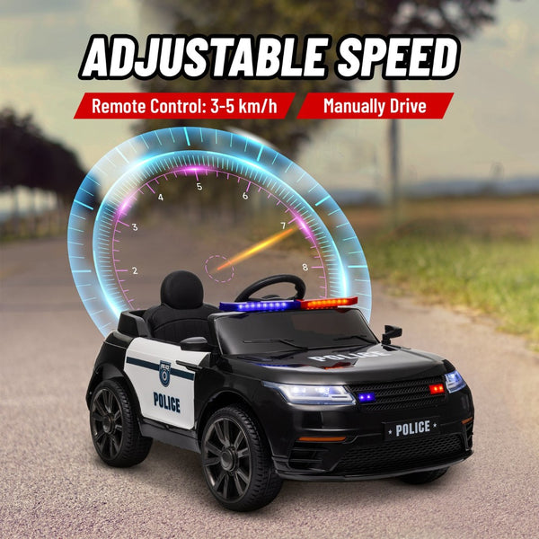 English Elm Qaba 12v Kids Police Ride on Car with Dual Motors Spring Suspension Parent Remote W2225P249904