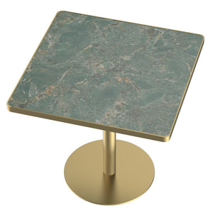 English Elm Square Bistro Dining Table Faux Marble Top Tulip Pedestal Base Gold Metal Frame W3316P421499