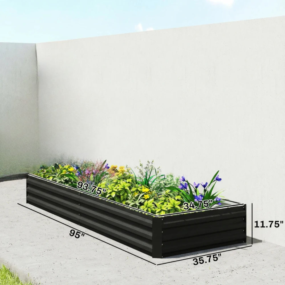 English Elm Flowers and Herbs Galvanized Steel Raised Garden Bed Matte Black Rust Resistant Planter T3971P476124