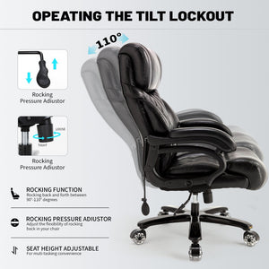 English Elm 500lbs Heavy Duty Executive Chair Wide Spring Seat Ergonomic High Back Home Office Black W5201P418234