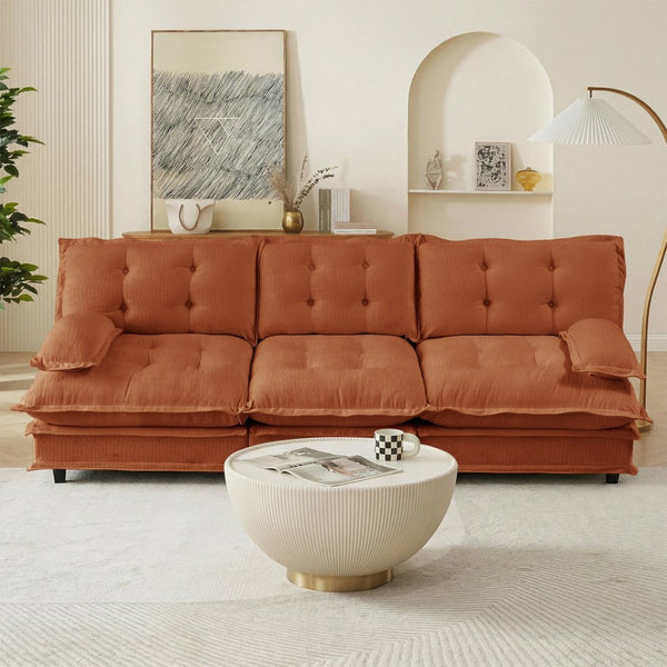 English Elm 107" Modular Cloud Sectional Sofa Deep Seat Chenille Upholstered Living Room Couch Orange W714S01737