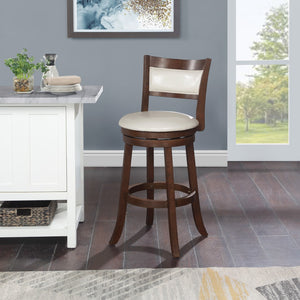 OSP Home Furnishings Swivel Stool 30" Cream / Dark Walnut Finish