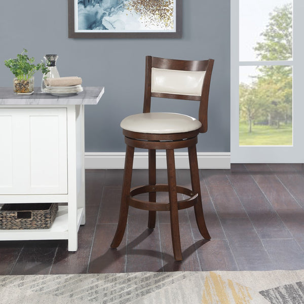 OSP Home Furnishings Swivel Stool 30" Cream / Dark Walnut Finish