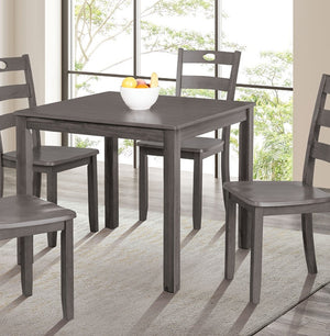 English Elm 5pc Square Dining Set with Slat Back Chairs, Transitional Gray Finish, 36" Table, Easy Assembly B2741P381506