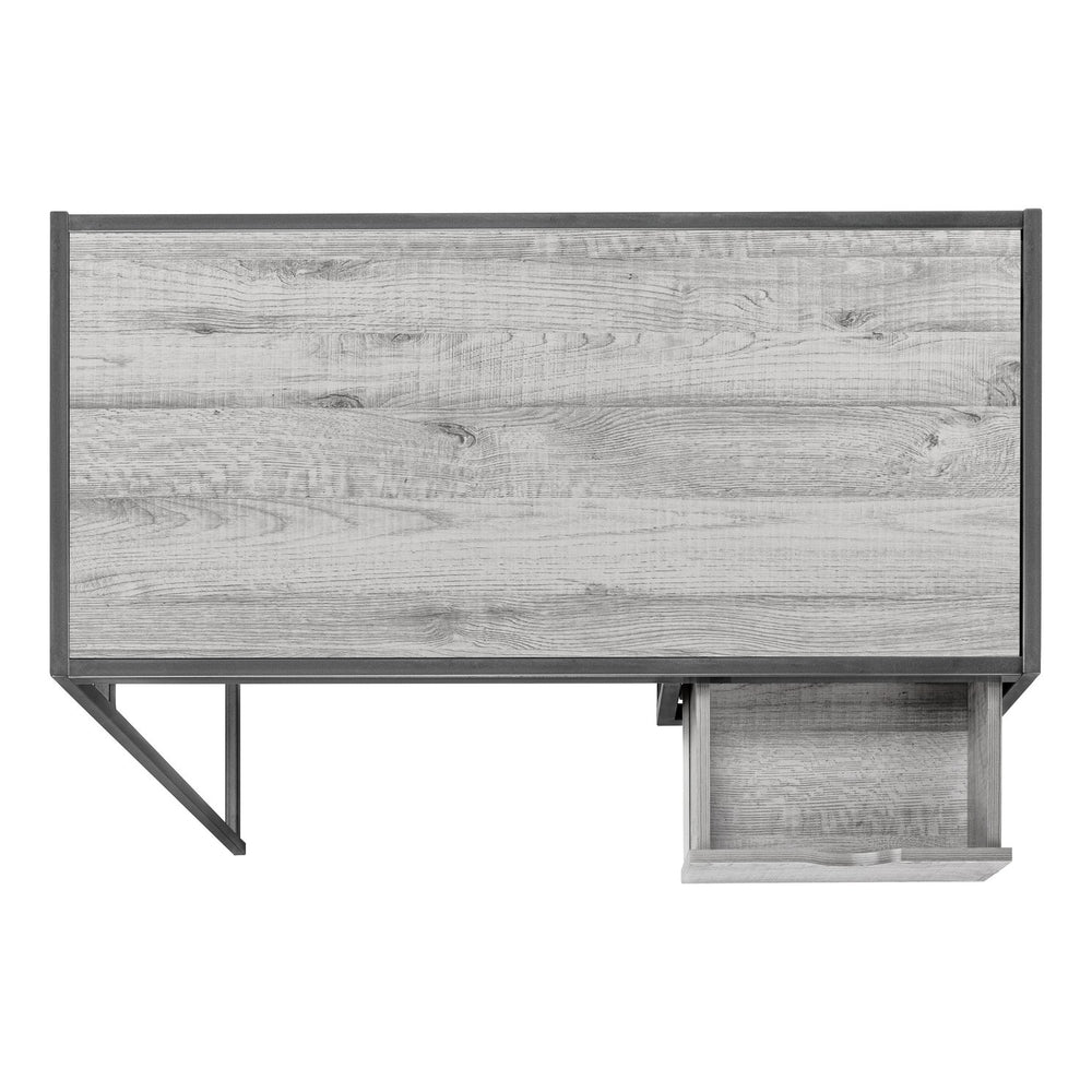 English Elm Computer 42" Home Office Desk with Storage Drawer, Grey Laminate Top, Black Metal Frame, Compact Modern B2710P219648