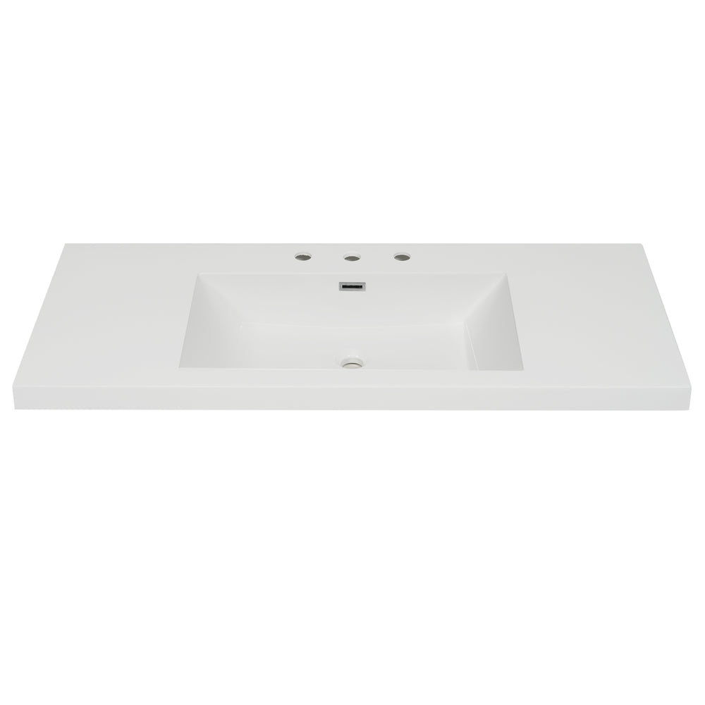 English Elm Christopher Knight Home® - 48" 47.25" Resin Vanity Top Bright White with 3-Hole 8" Faucet Prep, Overflow, Durable Drop-In/Undermount N759P337622K