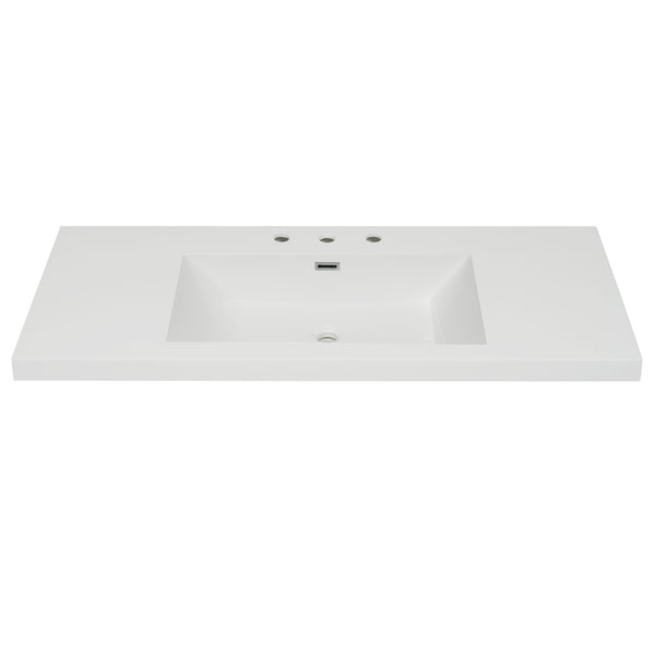 English Elm Christopher Knight Home® - 48" 47.25" Resin Vanity Top Bright White with 3-Hole 8" Faucet Prep, Overflow, Durable Drop-In/Undermount N759P337622K