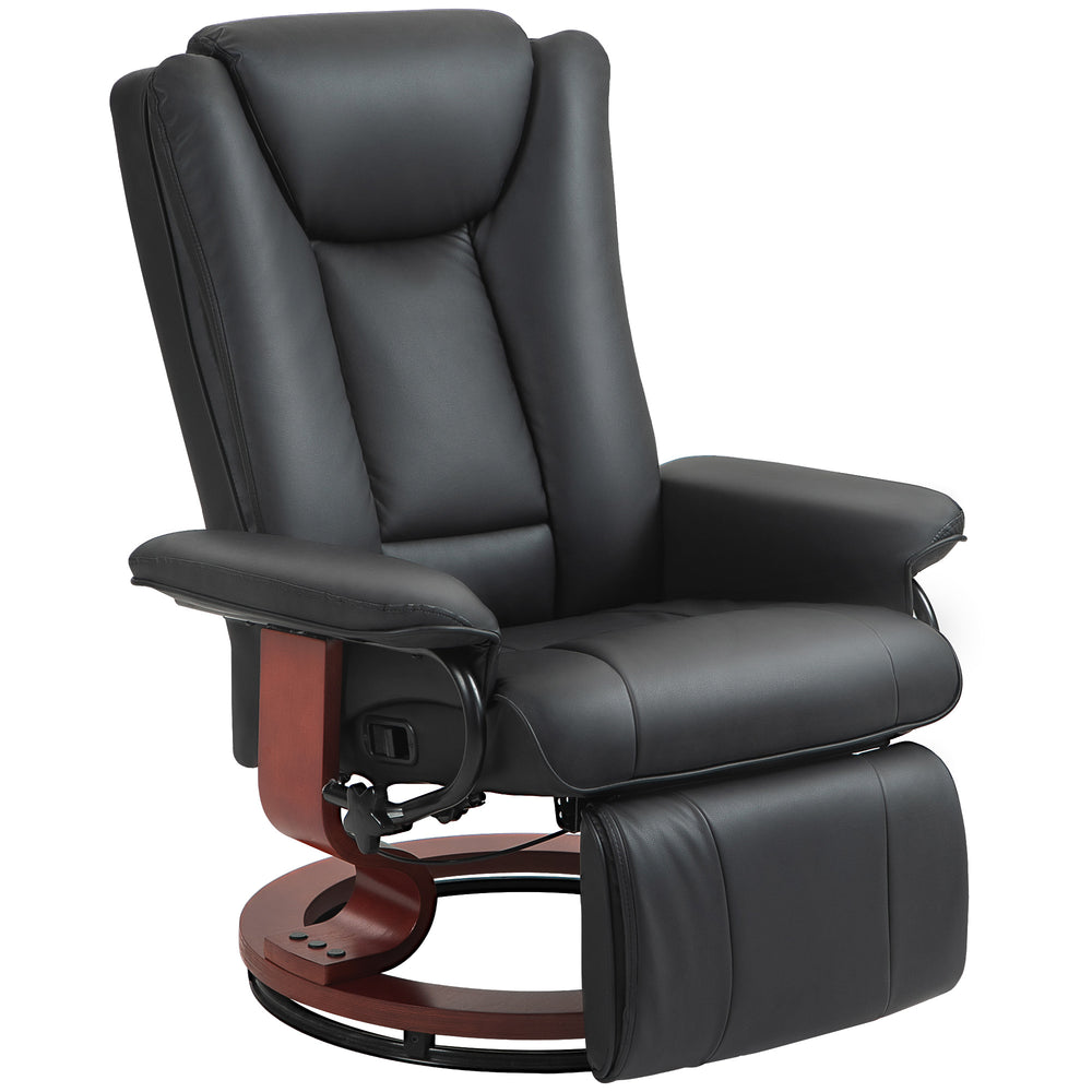 English Elm Homcom Manual Swivel Recliner Chair - Stylish Pu Leather Comfort With Adjustable Footrest & 360° Rotating Base W2225P217423