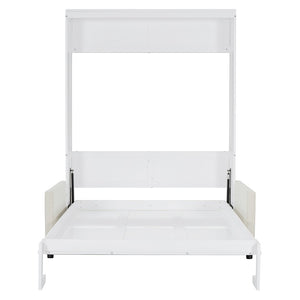 English Elm Full Size Murphy Wall Bed with Integrated Linen Sofa for Studio or Guest Room White LP000890AAK-1