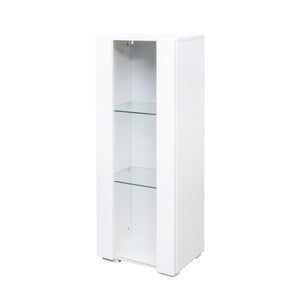 English Elm Storage Cabinets Wall or Floor-Mount with LED Aluminum Strip Light, Glass Shelves, Space-Saving Decor W331P251042