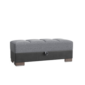 English Elm PrimeNest NimbusFlow Upholstered Ottoman with Storage and Click-Clack Tech, Compact Chenille Seating Grey+Black B030P280976