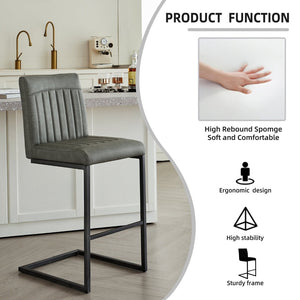 English Elm Faux Leather Counter Stools Set of Two Ergonomic Curved Back Metal Frame Kitchen Seating W5096P400639