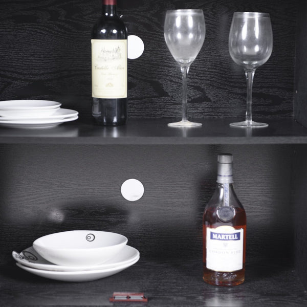 English Elm 45" Mirrored Acrylic Door Sideboard Mdf Buffet Cabinet with Adjustable Shelves Black W2899P372750