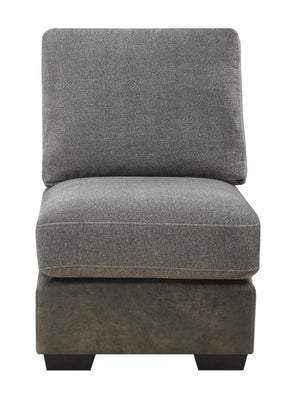 English Elm Wallace & Bay - Gray Modular 3 Piece Chaise Sectional with Herringbone & Sanded Microfiber Fabric, 125" Wide Elegance B361S00017