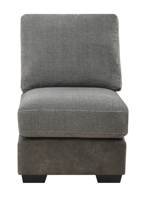 English Elm Wallace & Bay - Gray Modular 3 Piece Chaise Sectional with Herringbone & Sanded Microfiber Fabric, 125" Wide Elegance B361S00017