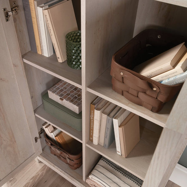 English Elm Storage Cabinet - Versatile Brown Finish With Adjustable Shelves For Organized Small Spaces & Elegance B356P367737-GIGA