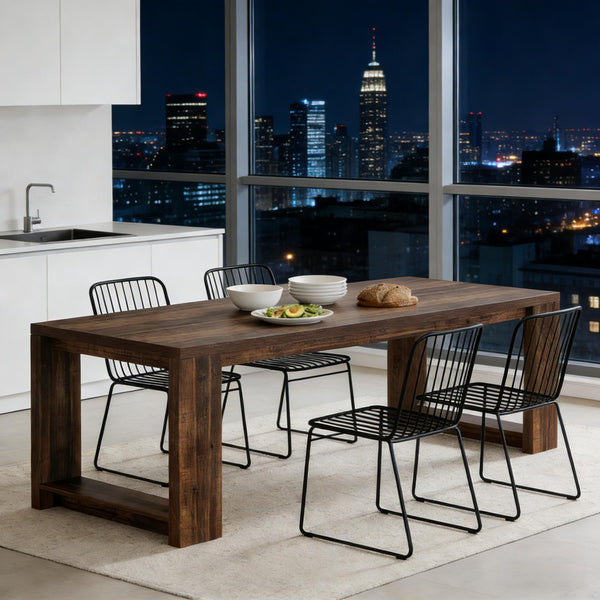 English Elm Extra Long Gray Wood Grain Dining Table Seats Eight Modern Engineered Top T3971P458018