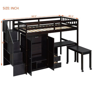 English Elm Queen Murphy Bed with Integrated Desk Cabinet Shelves Space Saving Studio Solution Espresso N708S00013P