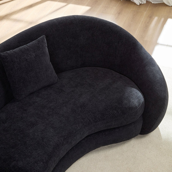 English Elm 125.98" Modern Curved Sofa with Oversized Love Heart Back, Plush Deep Seats for Cozy Entertaining Black W876S00304