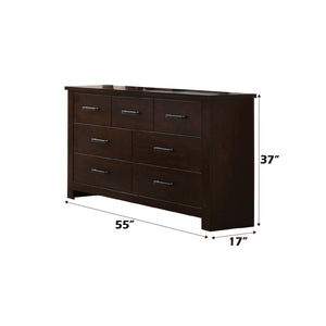 English Elm Panang Elegant Seven-Drawer Dresser with Felt-Lined Top Drawer, Dovetail Construction & Lock Mahogany 61 L x 19 W x 40 H B2726P257390