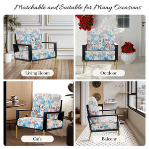 English Elm Christopher Knight Home® - Floral Velvet Accent Chair with Removable Washable Cover, Plush 5.51" Cushions & Gold Legs for Living Spaces N817P237961B