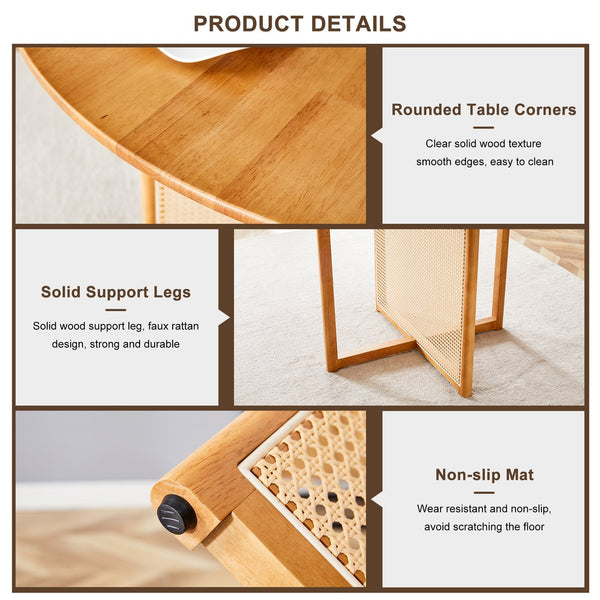 English Elm Chinese Solid Wood Round Table - Rustic Retro Design With Imitation Rattan For Dining & Office Spaces W1151P154825