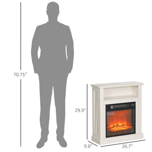 English Elm Homcom 27" Electric Fireplace With Realistic 3D Flame, Remote Control, Stylish Mantel, And Heater W2225P249855