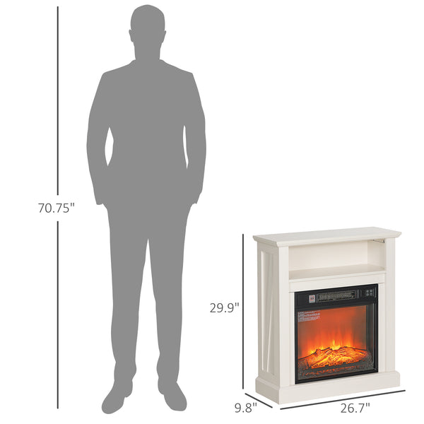 English Elm Homcom 27" Electric Fireplace With Realistic 3D Flame, Remote Control, Stylish Mantel, And Heater W2225P249855