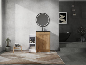 English Elm 36 Inch Freestanding Bathroom Vanity With Black Ceramic Sink & Soft-Close Doors For Modern Spaces W999S00308