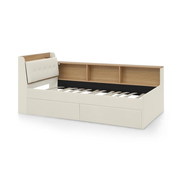 English Elm Twin Size Velvet Day Bed With Storage Drawers, Wireless Charging & Led Lights - Elegant & Functional W1413S00109-GIGA