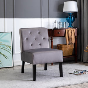 English Elm Reese 53" Armless Button Tufted Accent Chair Set of 2 with Velvet Upholstery, Curved Back Comfort Grey B2735P271024