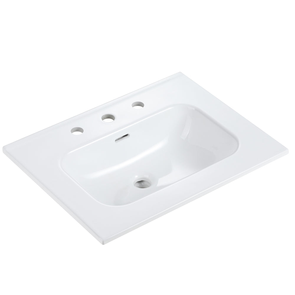 English Elm Bb0924Y331, Modern Integrated White Ceramic Basin With Three Faucet Holes For Sleek Bathroom Upgrade W1865P163522