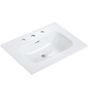 English Elm Bb0924Y331, Modern Integrated White Ceramic Basin With Three Faucet Holes For Sleek Bathroom Upgrade W1865P163522