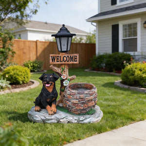 English Elm Labrador Solar Garden Statue with Led Glow and Built-in Succulent Planter Basin W5398P464239