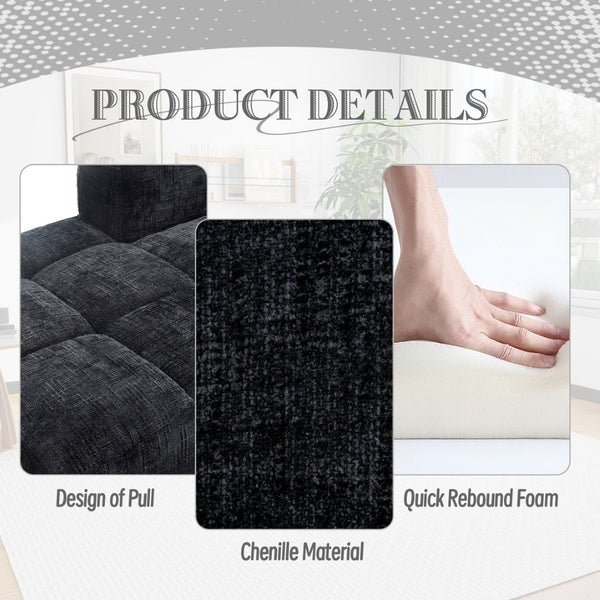 English Elm United We Win 98.42-Inch Modern Modular L-Shaped Sectional Sofa With Chaise & Convenient Side Pockets W1568S00144-GIGA