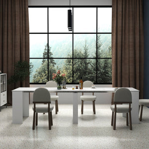 English Elm Multifunctional Extendable Console Table Up to 118.5in — Space-Saving Modern Desk to Dining Table W331P250559