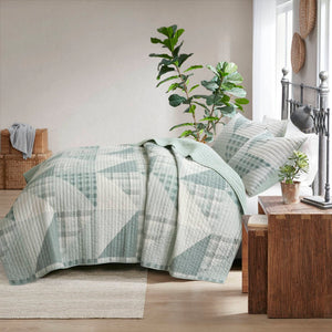 English Elm 3-piece King Patchwork Quilt Set Knit Face Microfiber Back Lightweight Year Round Warmth Green Multi B035P482962