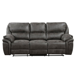 English Elm Plush Microfiber Power Reclining Sofa with Usb Port and Solid Wood Frame Gray B011P230433