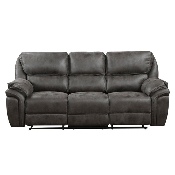 English Elm Plush Microfiber 3 Piece Reclining Sofa Set with Console Storage for Family Rooms Gray B011S01292