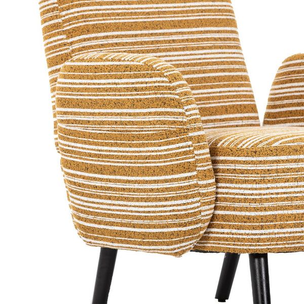 English Elm Modern Bouclé Armchair with High-Density Foam, Side Pocket & Solid Wood Legs for Cozy Reading Spots Mustard yellow W395P376568