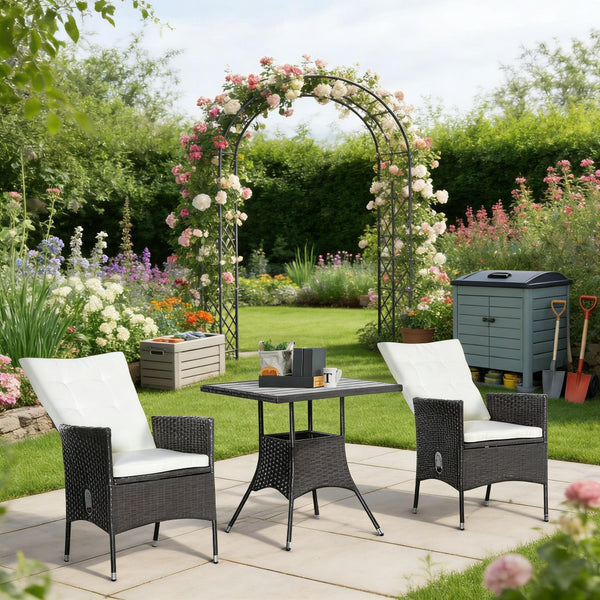 English Elm Stylish Pe Rattan 3 Piece Outdoor Bistro Set with Reclining Chairs and Faux Wood Table T3971P446123