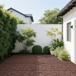 English Elm Stone Textured Interlocking Patio Deck Tiles Polypropylene Outdoor Floor Set of 44 W3022P251850