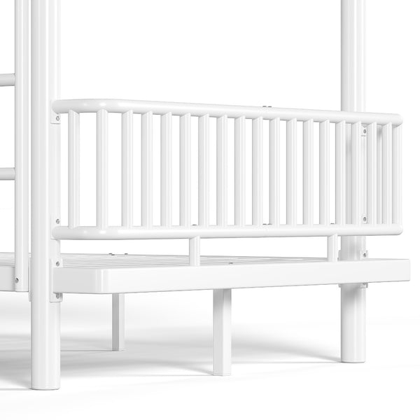 English Elm Twin Over Metal Bunk Bed with Led Lights Usb Ports Drawers and Sofa Conversion Light White W5305S00071