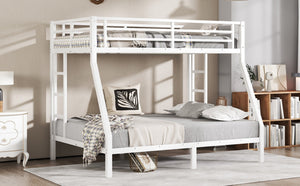 English Elm Metal Twin Over Full Bunk Bed White Steel Frame Space Saving Slat Support for Teens W1580P383994