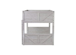 English Elm Twin Twin over Twin Floor Bunk Bed with Rustic Panel Headboards, Solid Rubberwood Frame, Space-Saving Design Antique White W504P263832