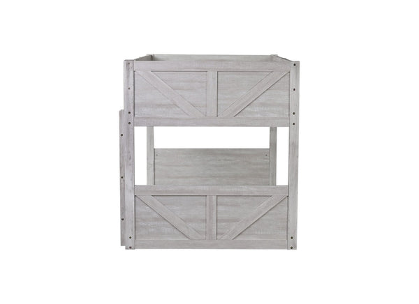 English Elm Twin Over Rubberwood Bunk Bed Convertible with Storage Drawers and Safety Rails Antique White W504S00285