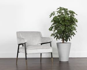 Sunpan DEROME Mid-Century Modern Lounge Chair in Polo Club Stone - Stylish, Durable, and Easy Care Seating 107315