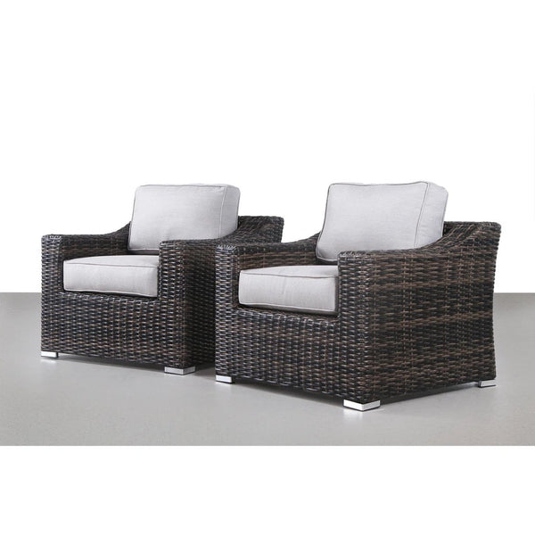 English Elm LSI Fully Assembled Patio Chair Set with Cushions — Durable Wicker Aluminum Frame, Weather-Resistant Comfort Brown B120S00058
