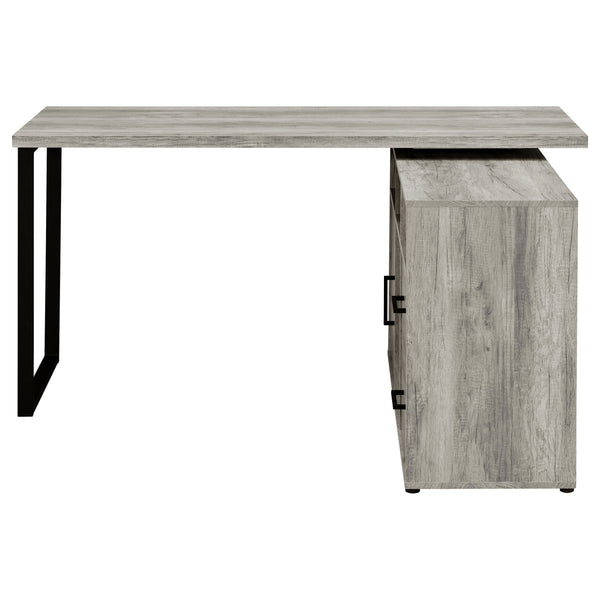 English Elm Corrado Grey Driftwood L-Shape Office Desk with Storage Drawers Shelves Coastal Rustic Charm Delight B062P333429